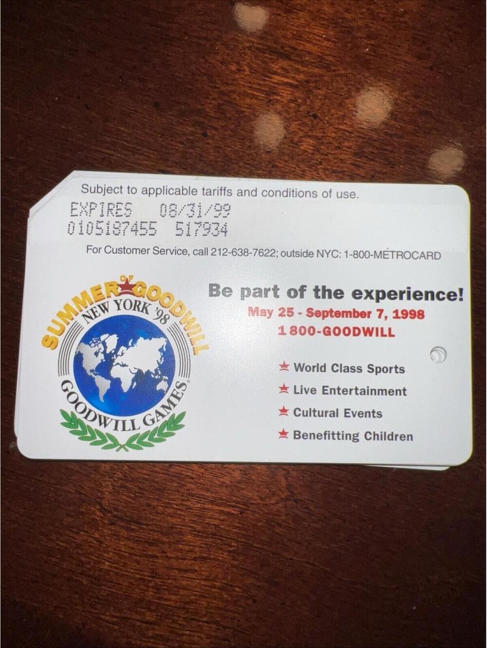 Rare Metrocard Summer Goodwill games Part of the Experience